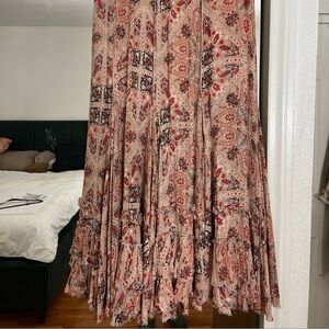 Free People Bohemian Floral Maxi Skirt - Red and Black